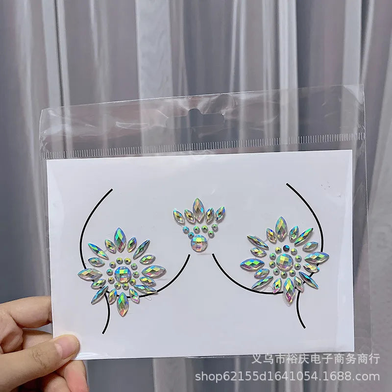 Halloween face stickers chest stickers body tattoo stickers resin acrylic Diamond stickers   tattoo stickers wholesale
