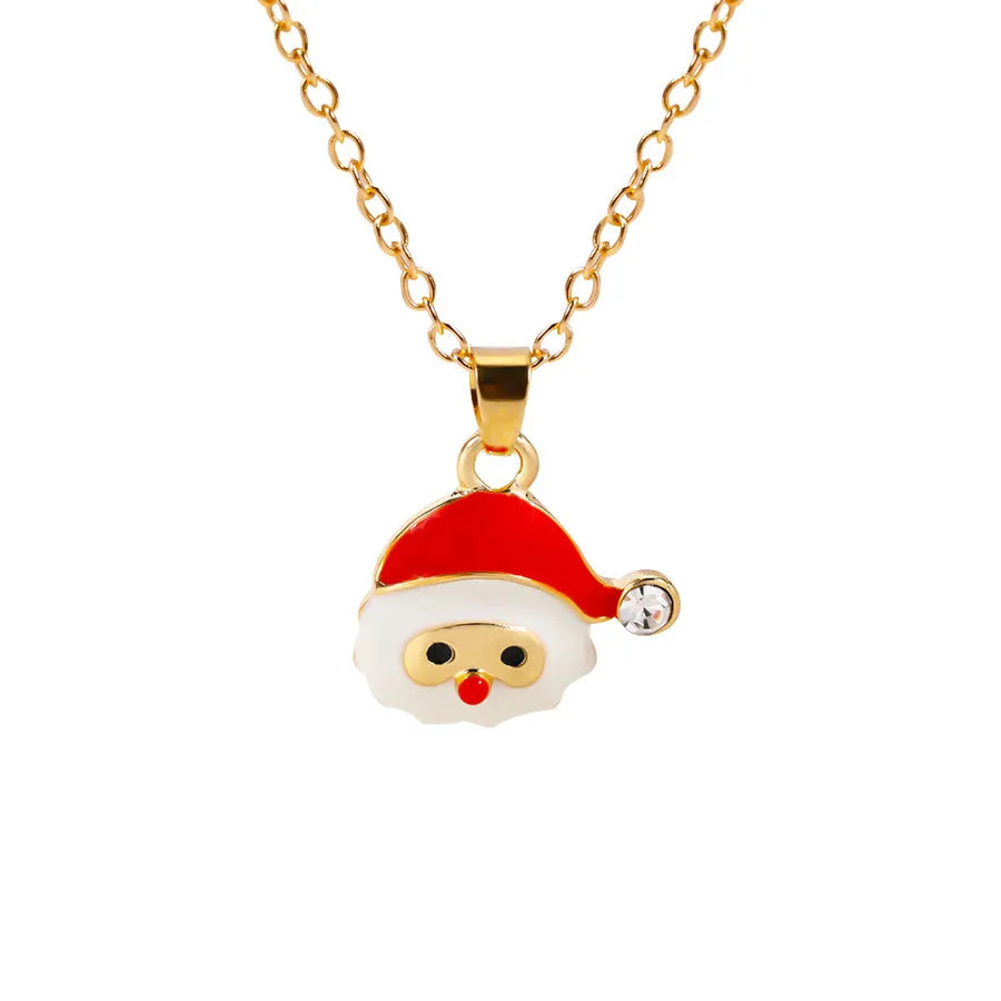 Christmas Themed Alloy Pendant Necklace With Bell Snowflake Design Geometric Pattern For Men And Women Christmas Tree Santa Claus Deer Stick