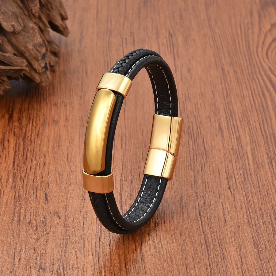 Vintage Style Geometric Turquoise 304 Stainless Steel Leather rope Wholesale Bracelets