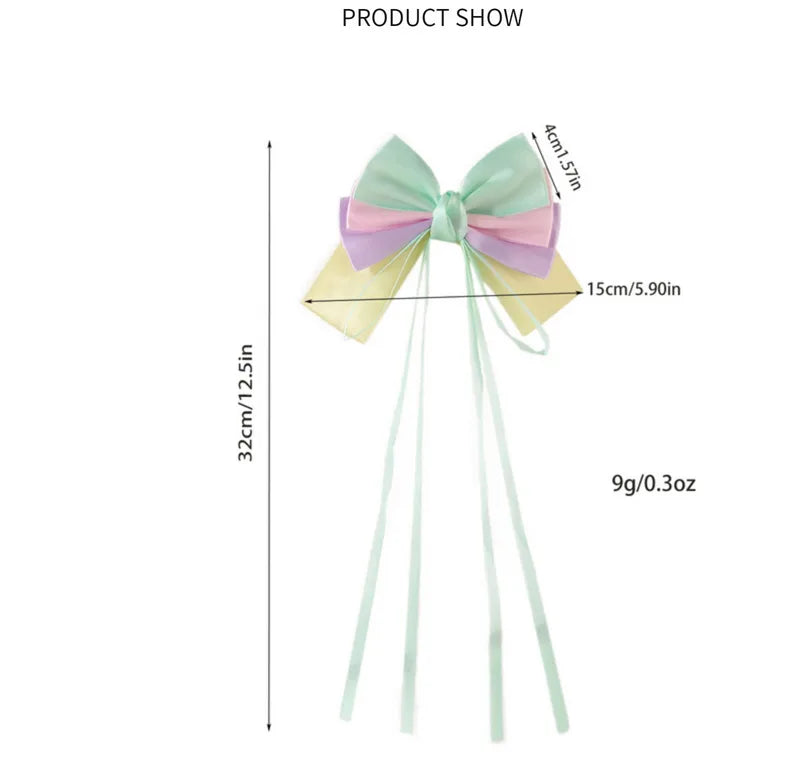Women's Cute Lady Sweet Color Block Bow Knot Cloth Hair Clip