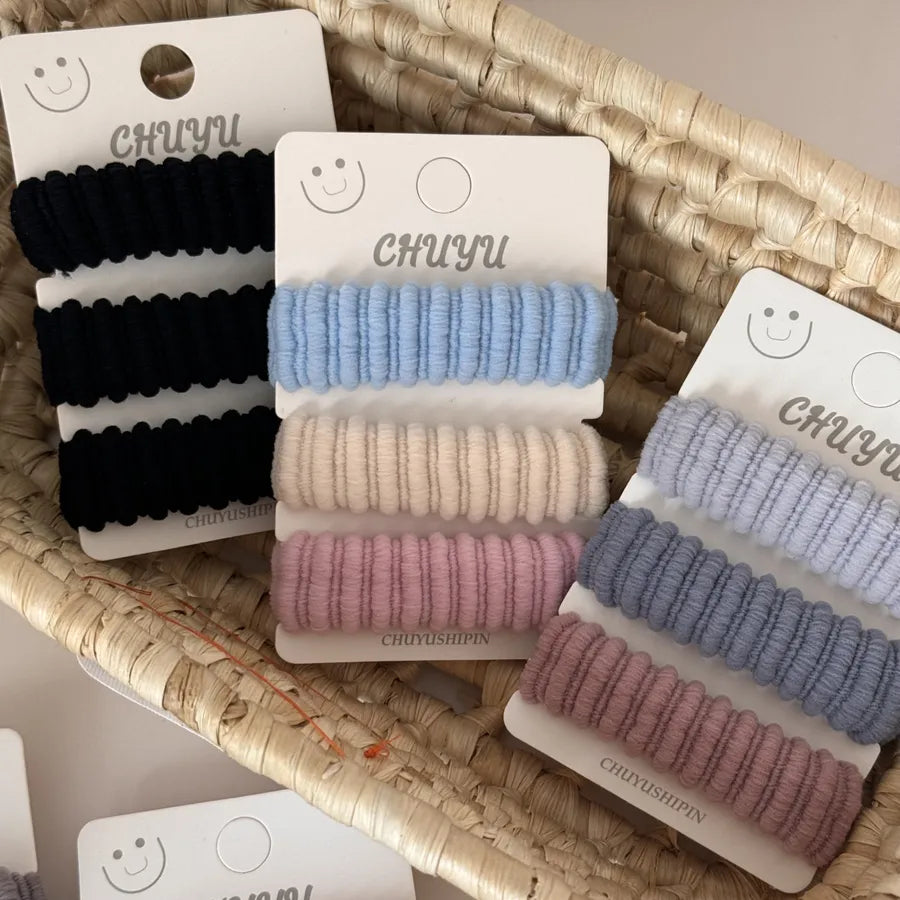 High Elasticity Hair Ties Set Of Three Non-Damaging Wide-Edged Hair Bands Ball Head Skin Cover Head Ropes Versatile Hair Accessories