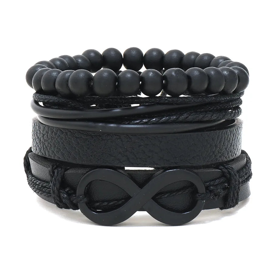 retro geometric pu leather knitting unisex bracelets