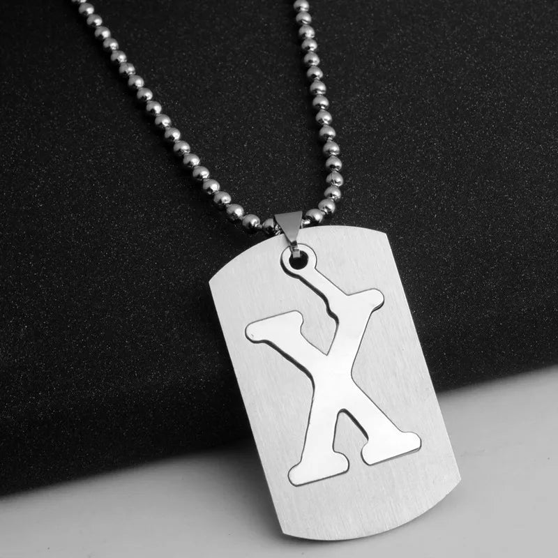 Hip-Hop Simple Style Letter 304 Stainless Steel Hollow Out Men's Pendant Necklace