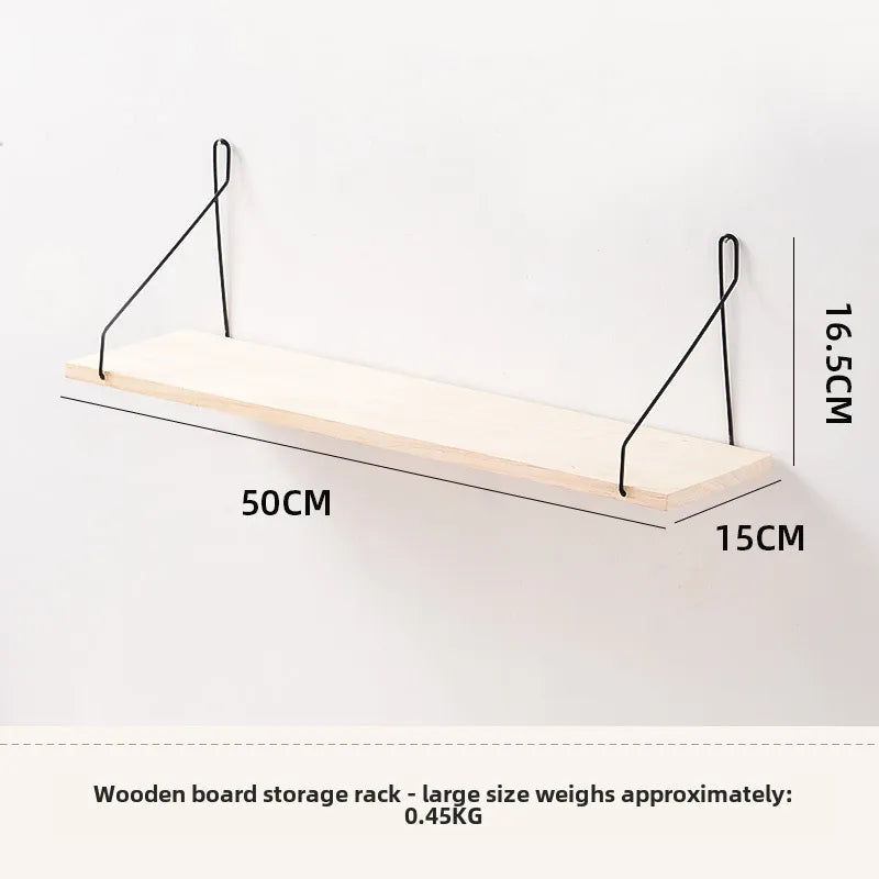 Nordic simple wooden wall storage rack household decorative organizing rack living room bedroom partition storage rack
