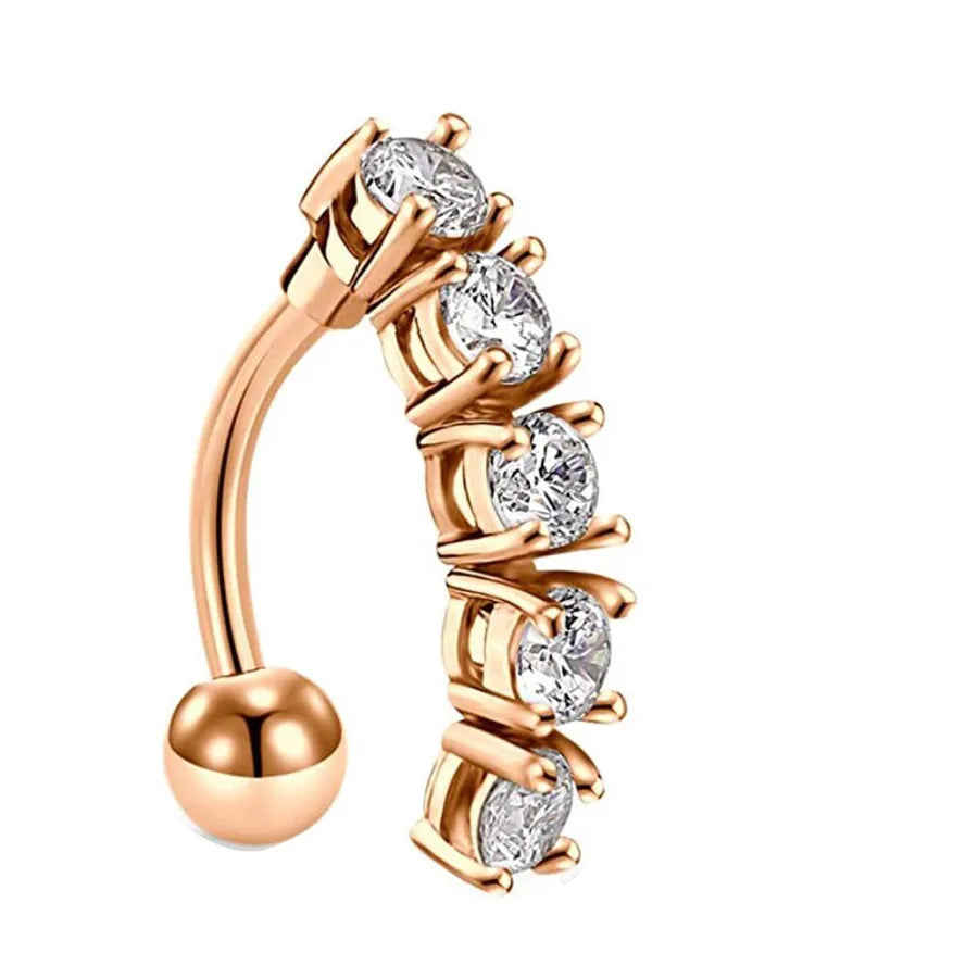 fashion solid color stainless steel inlay artificial gemstones belly ring