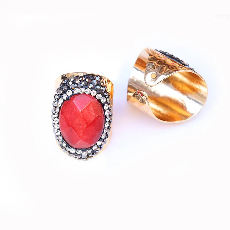 casual irregular agate brass natural stone wholesale open ring
