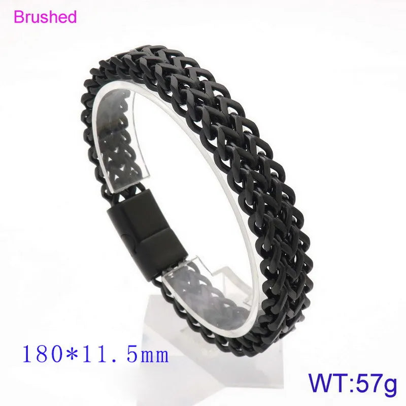 Hip-Hop Retro Color Block Titanium Steel Plating 18K Gold Plated Men's Bracelets