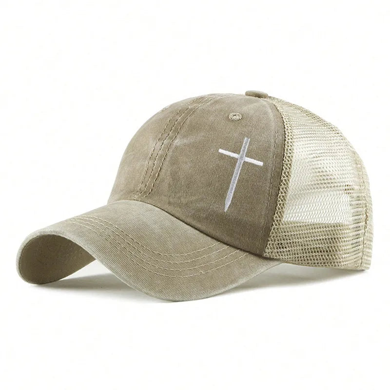 Unisex Casual Retro Cross Color Block Curved Eaves Baseball Cap