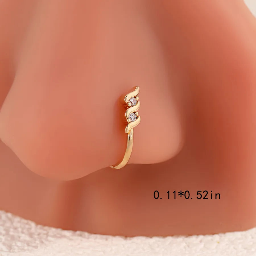 1 Piece Nose Rings & Studs Cute Wedding Pastoral Animal Bow And Arrow Heart Shape Copper Brass Plating Zircon 18K Gold Plated Nasal splint Nose Ring