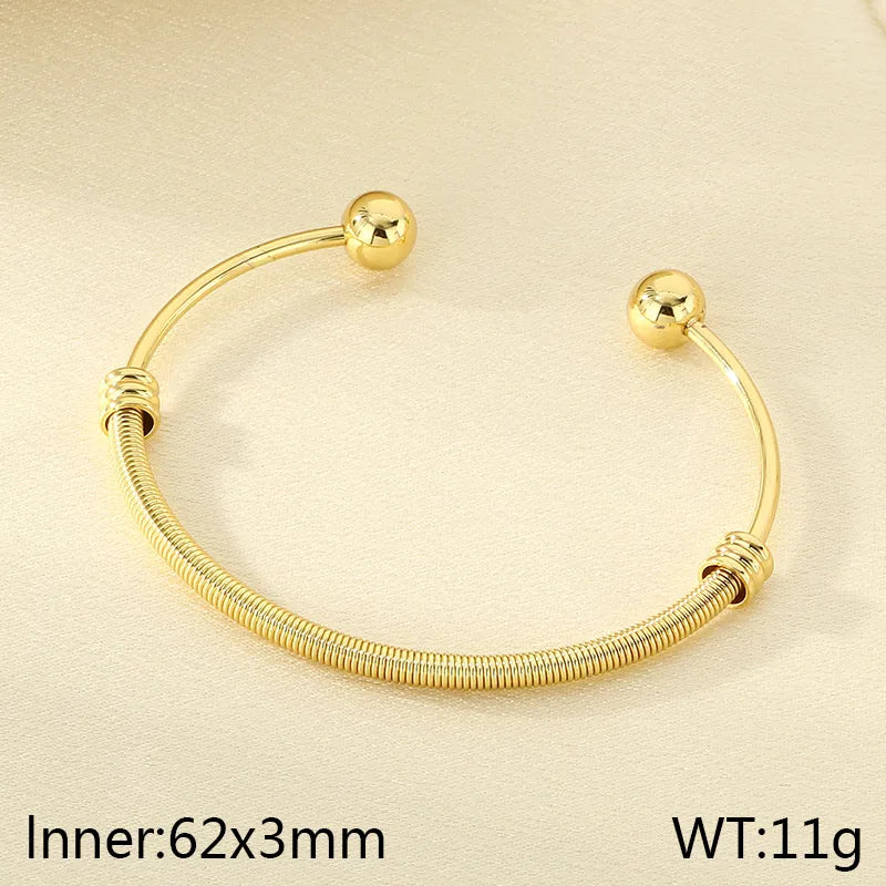 Casual Simple Style Geometric 304 Stainless Steel 18K Gold Plated Bangle In Bulk