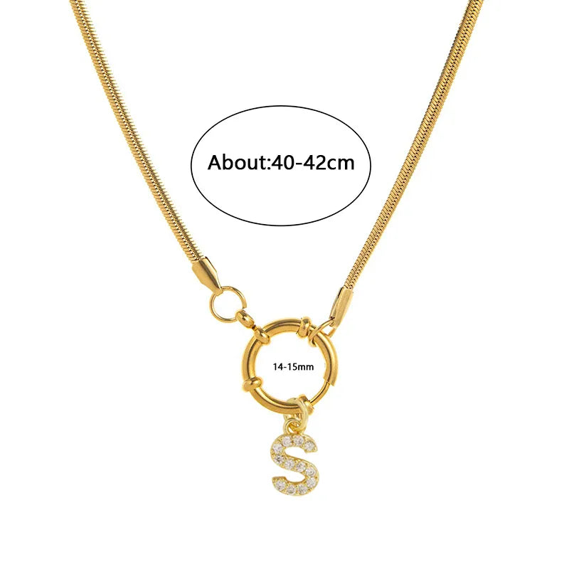 Wholesale Jewelry Vacation Classic Style Pentagram Letter 302 Stainless Steel 18K Gold Plated snake chain Pendant Necklace
