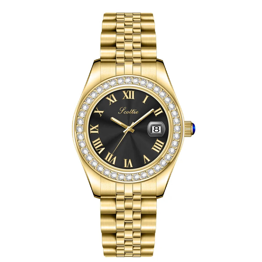 Retro Classic Style Solid Color Butterfly Double Snap Quartz Watch Women's Watches