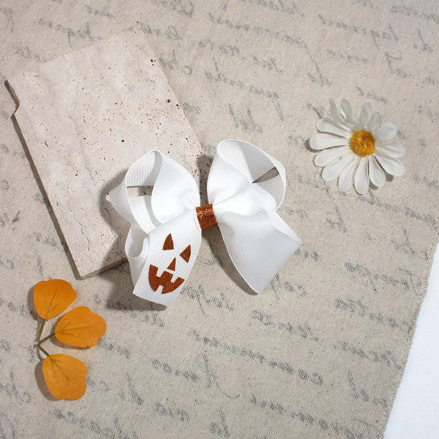 Halloween Devil Face Bow Knot Children's Hair Clip Girls Funny Hair Accessories Popular Design Fabric Hair Decorations