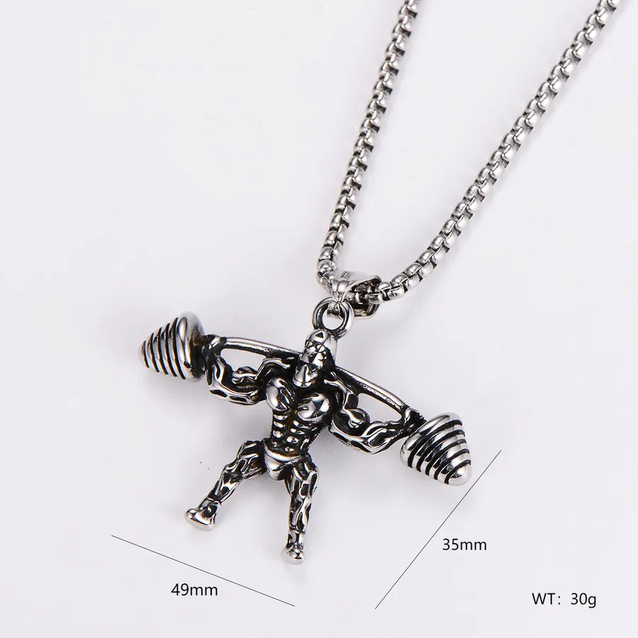 Wholesale Jewelry Hip-Hop Vintage Style Round 304 Stainless Steel Pendant Necklace box chain