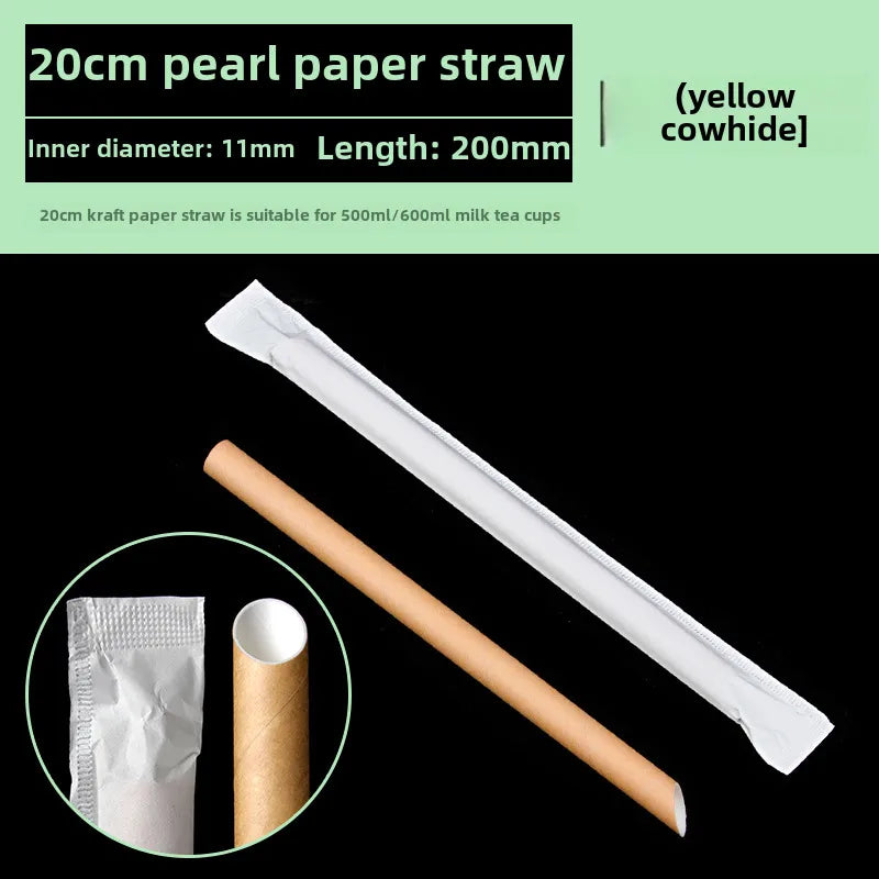 Degradable white yellow disposable single independent packaging environmental protection bubble tea food grade paper straw