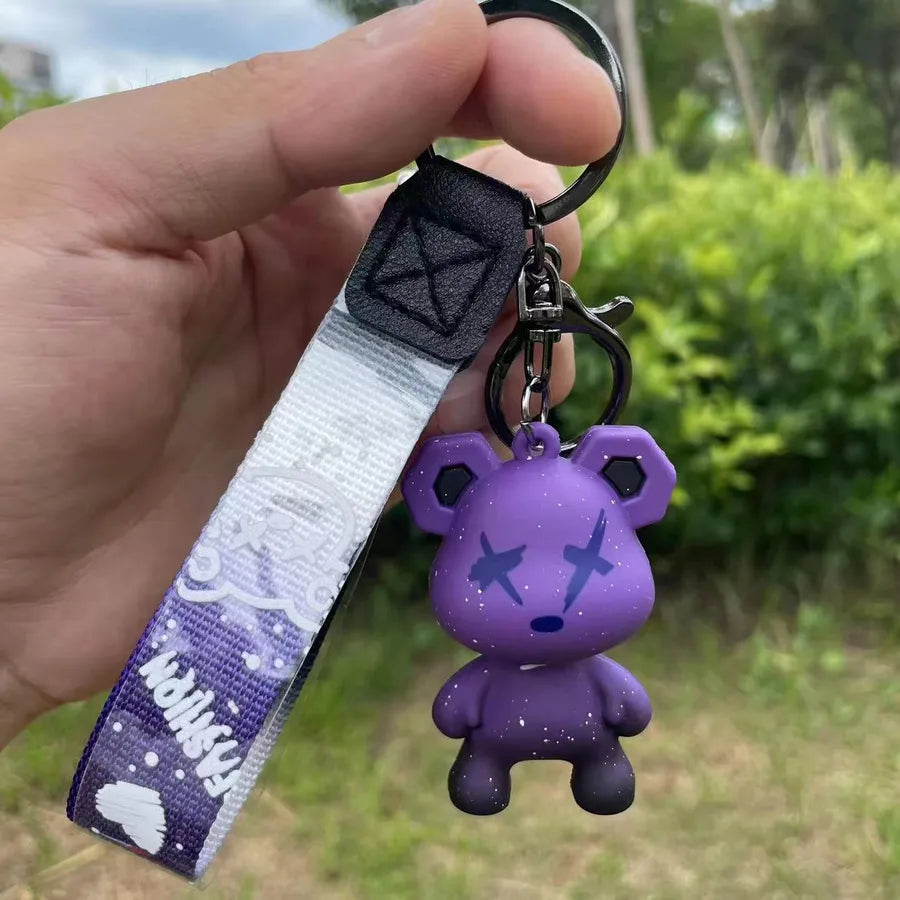 cartoon style cute bear silica gel unisex bag pendant keychain