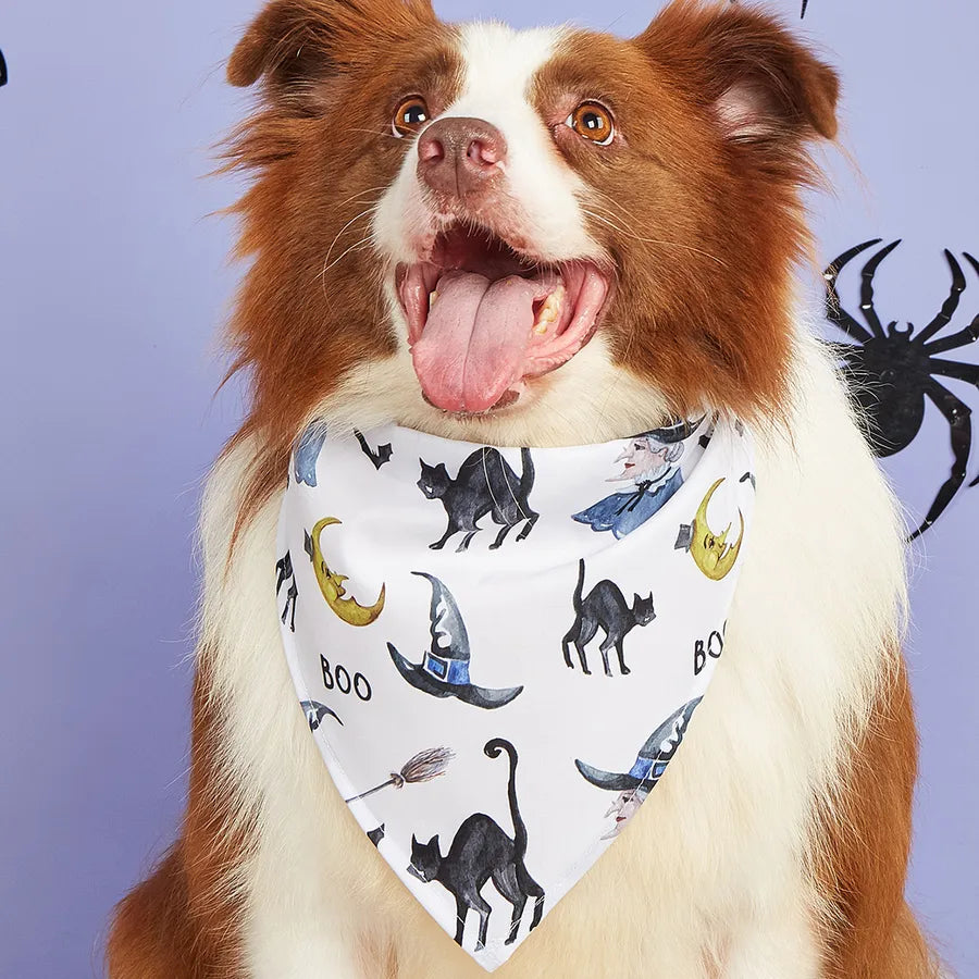Halloween Pet Costume Saliva Towel High Definition Digital Print Dog Triangular Scarf Pet Decorative Neck Warmer Polyester