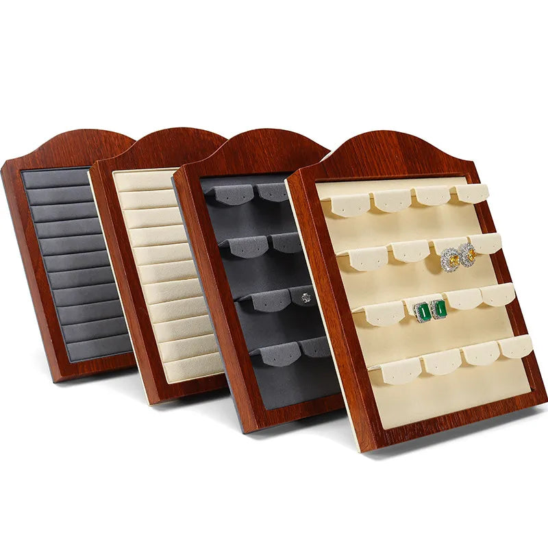 Wood Grain 3D Ring Display Stand Jewelry Earring Pendant Ear Ring Showcase Wooden Material UV Craftsmanship Jewelry Organizer