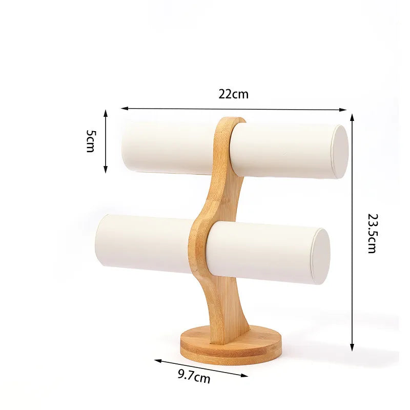 1 Piece Bamboo Wood Flannel Retro Classic Style Solid Color Jewelry Display