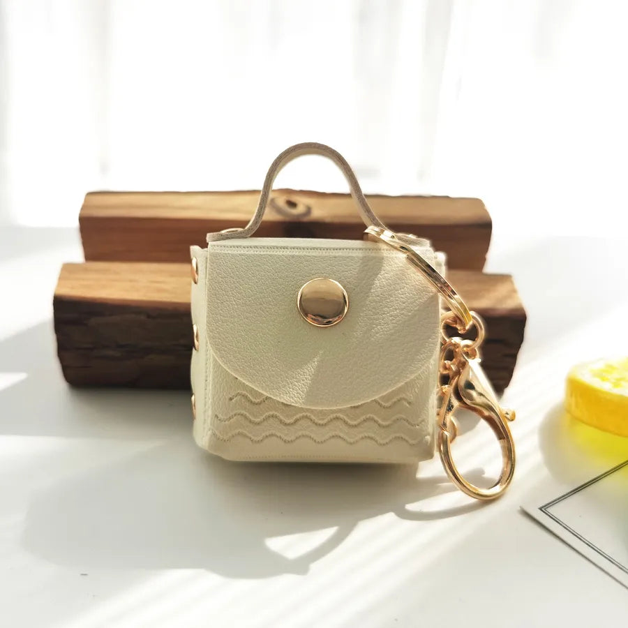 Simple Style Solid Color Pu Leather Women's Keychain