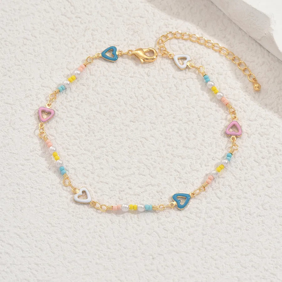 Wholesale Jewelry Hawaiian Vacation Beach Geometric Copper ceramics 18K Gold Plated Enamel Anklet