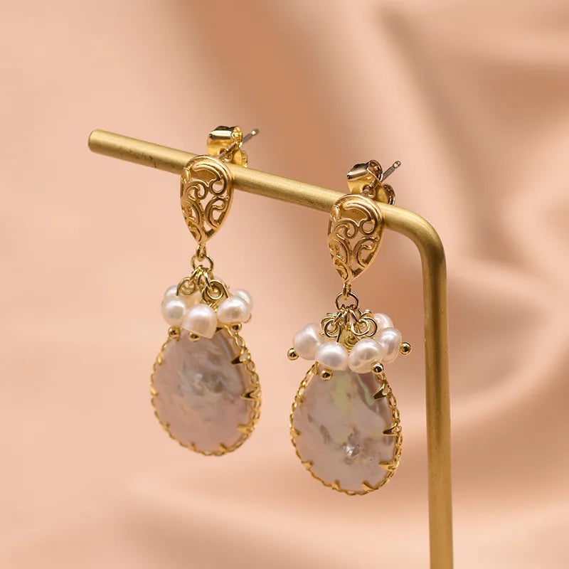 Live broadcast  natural pearl earrings high-grade earrings s925 silver needle women's design natural freshwater real pearl