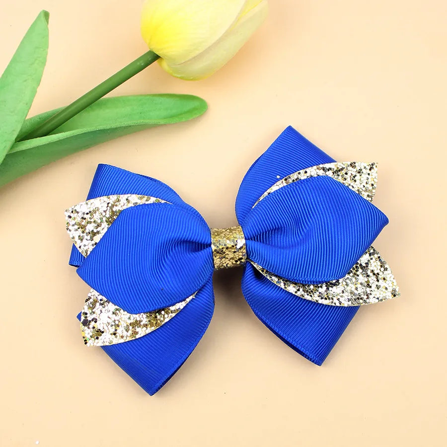 Europe and the United States new double-layer children's glitter film bow hair accessories girls hair clips cute girls hair accessories