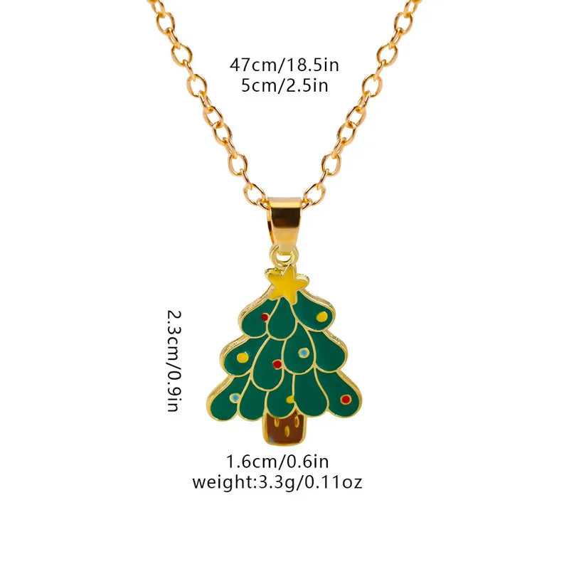Christmas Elements Deer Santa Claus Alloy Pendant Necklace Christmas Socks Drop Oil Bell Pendant Best Friend Jewelry