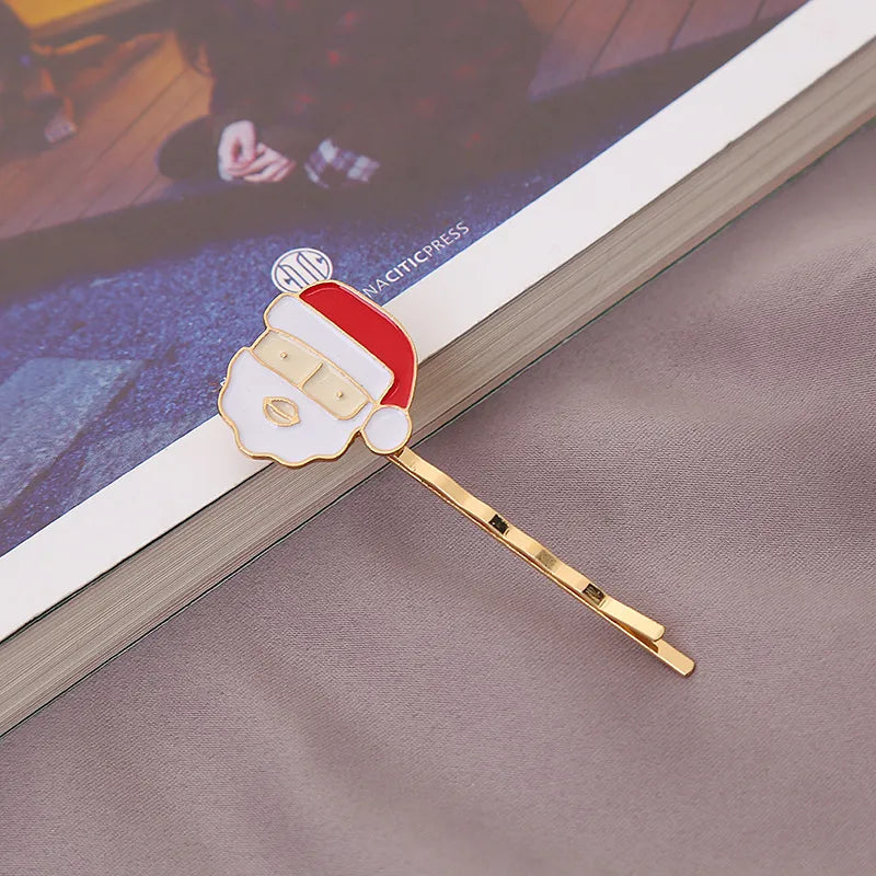 Christmas Tree Deer Hair Clip Fashionable Alloy Christmas Theme Hair Accessories Women's Cartoon Style One-Word Hairpin