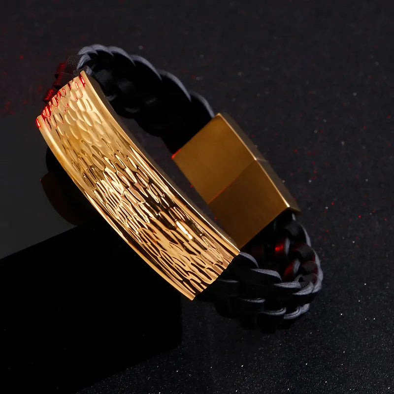 Punk Geometric Titanium Steel 18K Gold Plated Men's Bangle