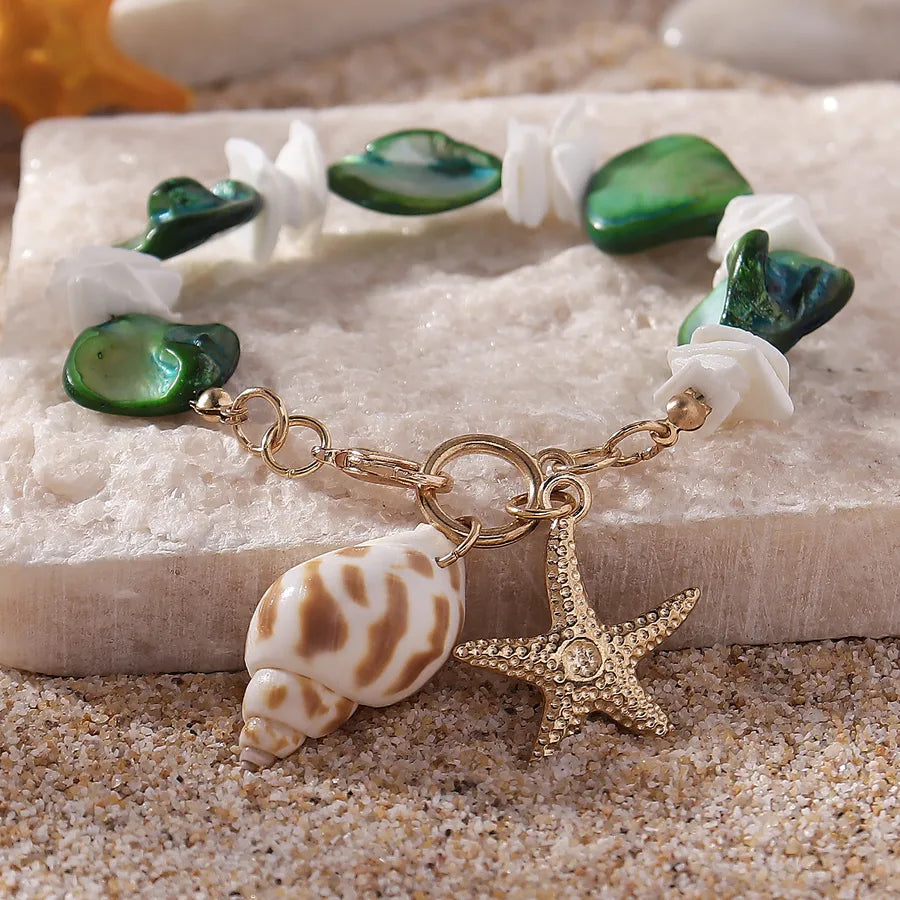 Wholesale Jewelry Vacation Beach Starfish Conch gravel Zinc alloy Anklet