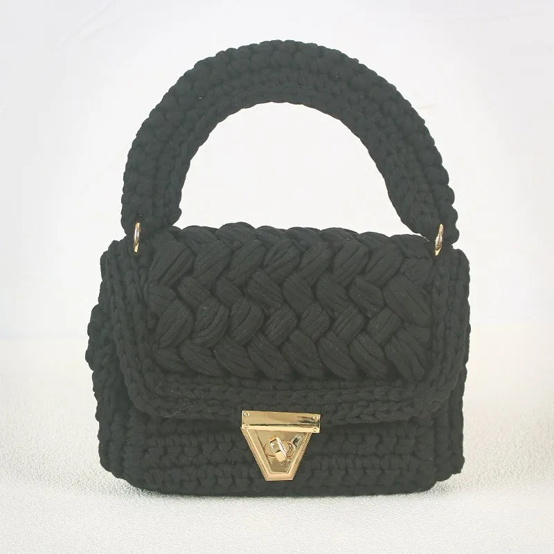 women's polyester color block elegant ethnic style square lock clasp handbag