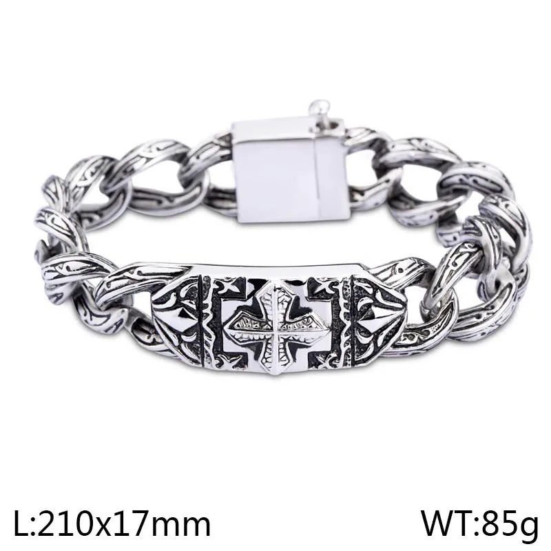 Vintage Style Cross 304 Stainless Steel Men's Bracelets