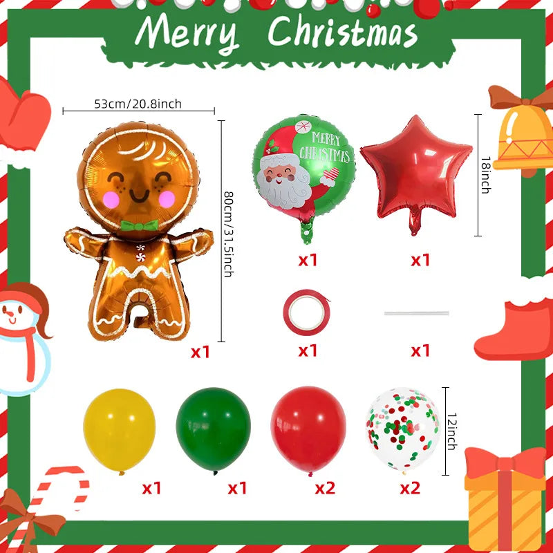 Christmas Nordic Style Cute Modern Style Christmas Tree Santa Claus Letter Aluminum Film Christmas Party Festival Balloons