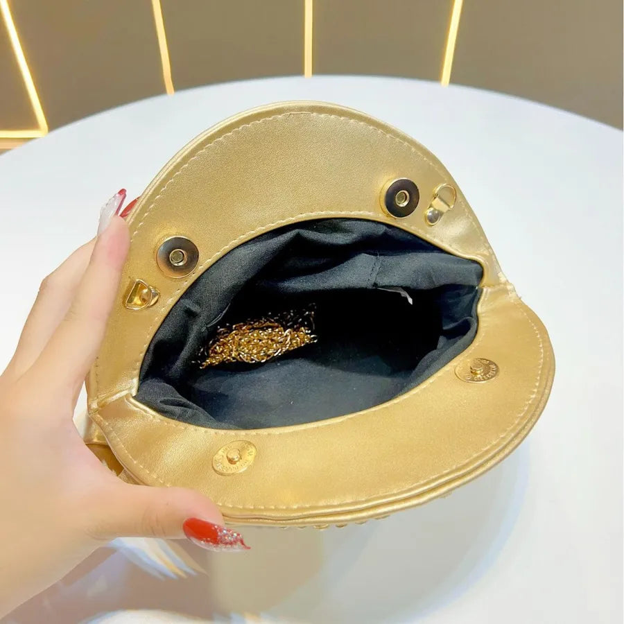 Elegant Cloud Shape Dinner Bag Women's Crossbody Handbag Shoulder Bag Sequin And Chain Detail Polyester Evening Clutch