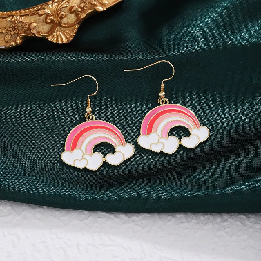 1 Pair Casual Sweet Heart Shape Enamel Alloy Drop Earrings