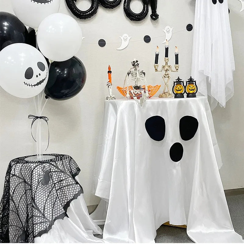 Disposable Ghost Tablecloth PVC Halloween Decoration Round Table Restaurant Bar Atmosphere Coffee Shop Props Festival Supplies