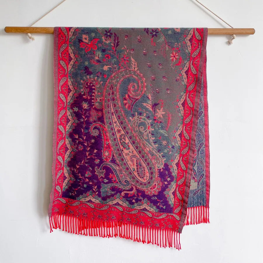 Unisex Ethnic Style Printing Imitation cashmere Tassel Scarf