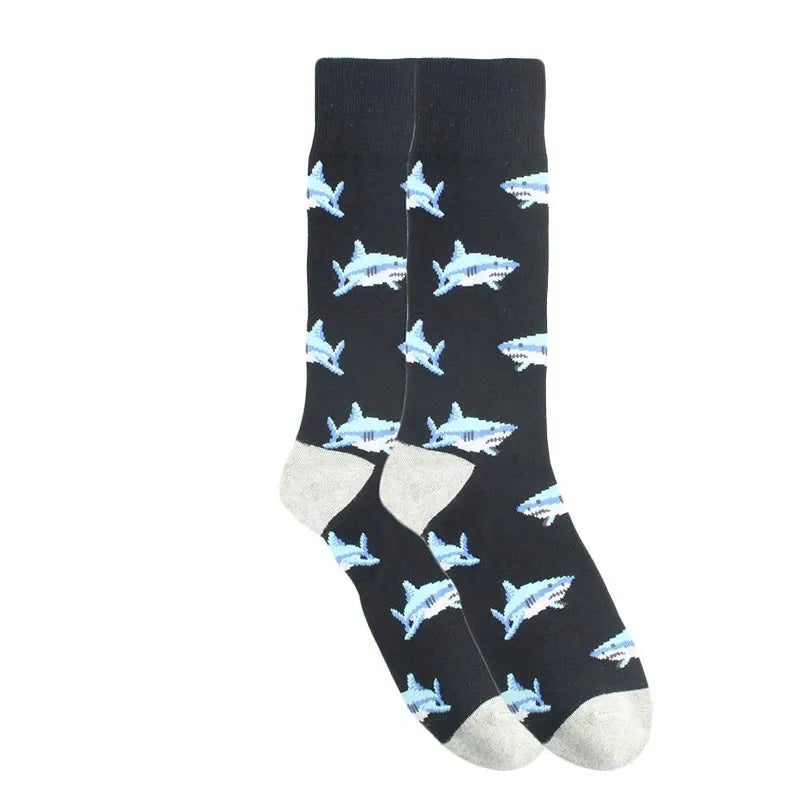 men's simple style commute animal cotton crew socks a pair