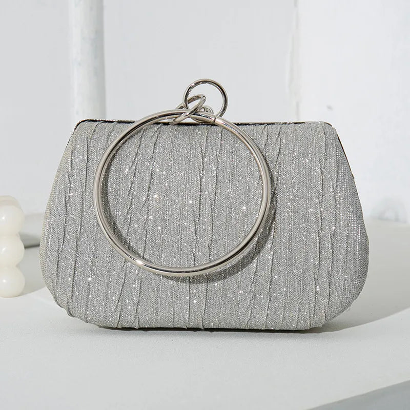 Silver Black Gold Pu Leather Solid Color Square Evening Bags