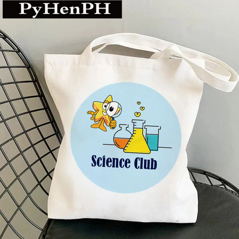 Unisex Canvas Printing Letter Cute Square Open Canvas Bag