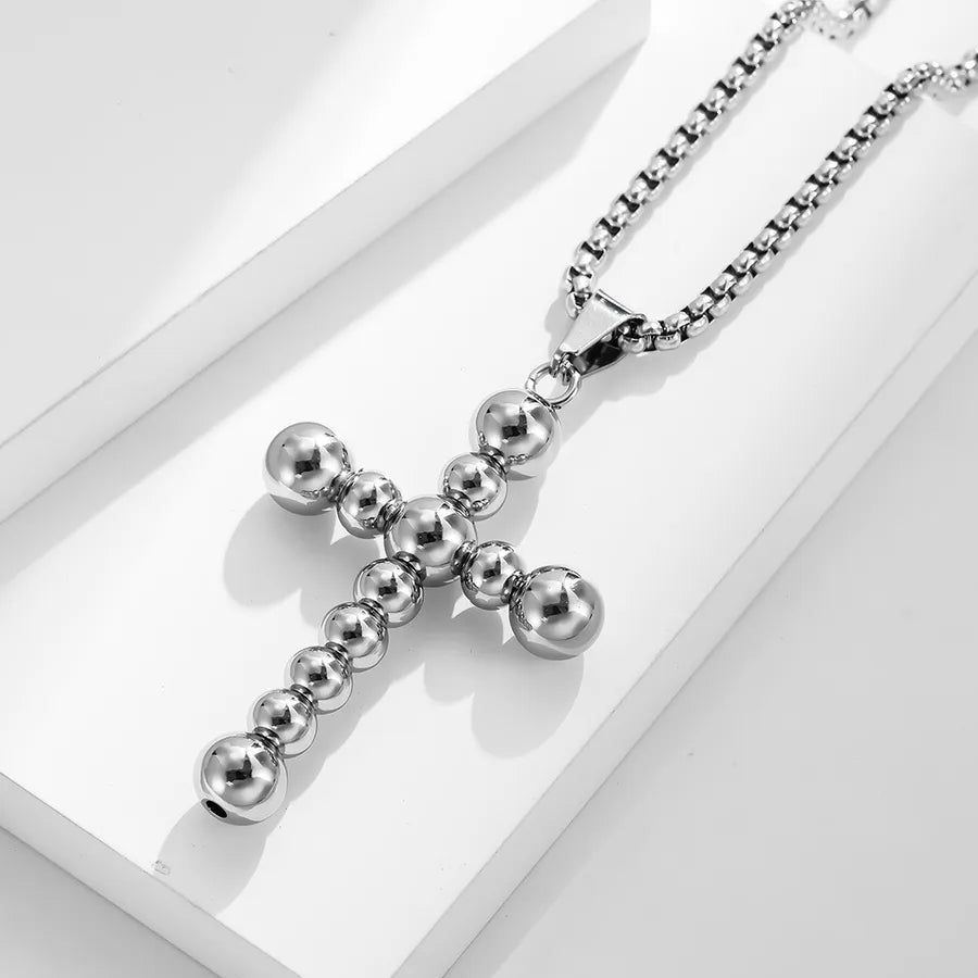Basic Classic Style Cross Titanium Steel Polishing Men's Pendant Necklace
