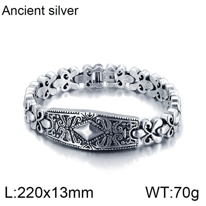 hip-hop solid color rhombus titanium steel patchwork plating bracelets 1 piece