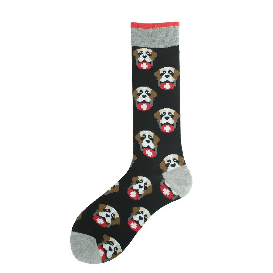 men's cartoon style animal cotton ankle socks a pair