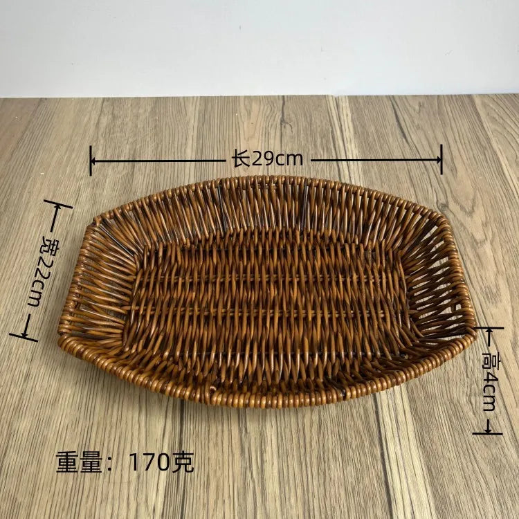 Simple Style Solid Color Imitation Rattan Storage Basket