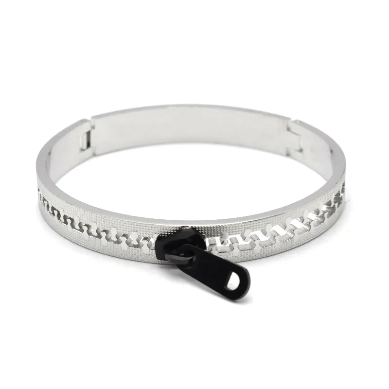 Cool Style Zipper 304 Stainless Steel Bangle In Bulk