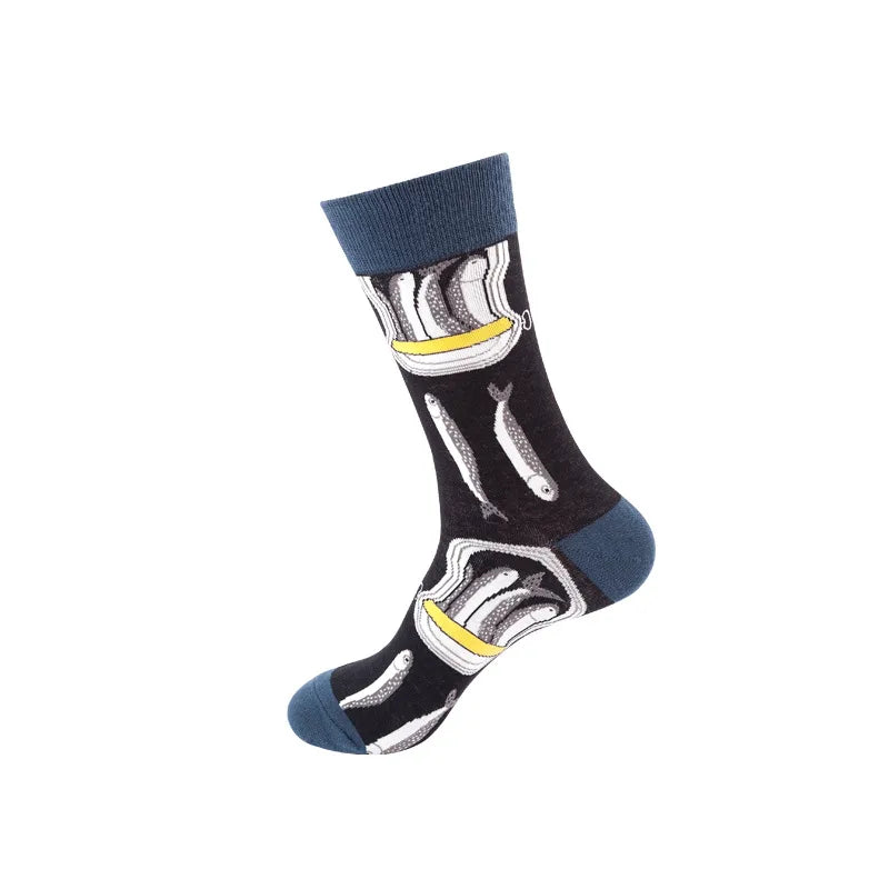Halloween Modern Style Men's Printing Poached Egg Skull Cotton Ankle Socks A Pair