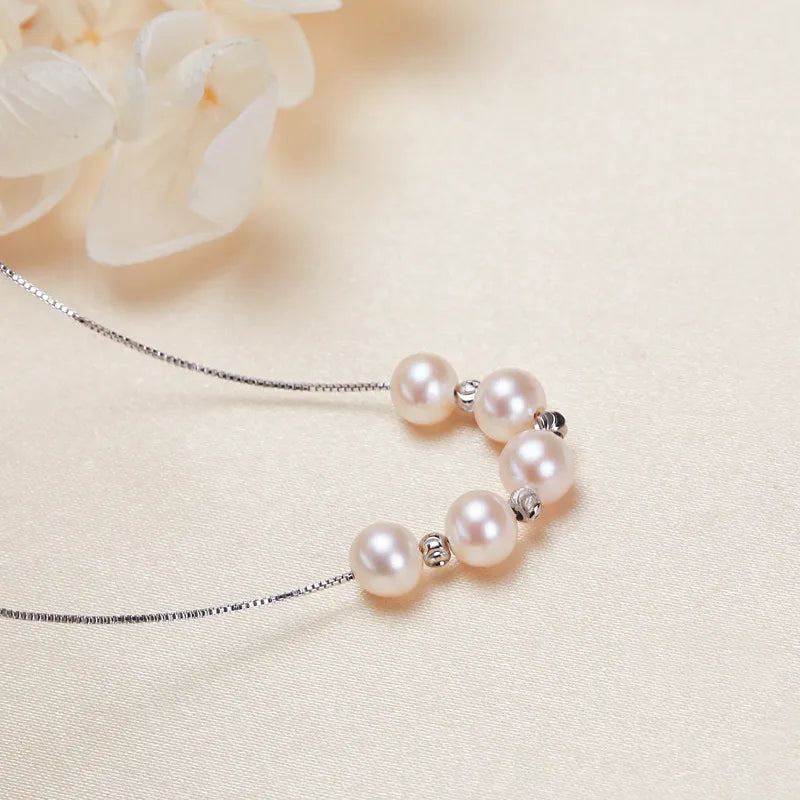 Freshwater Pearl Copper box chain Plating Round Necklace