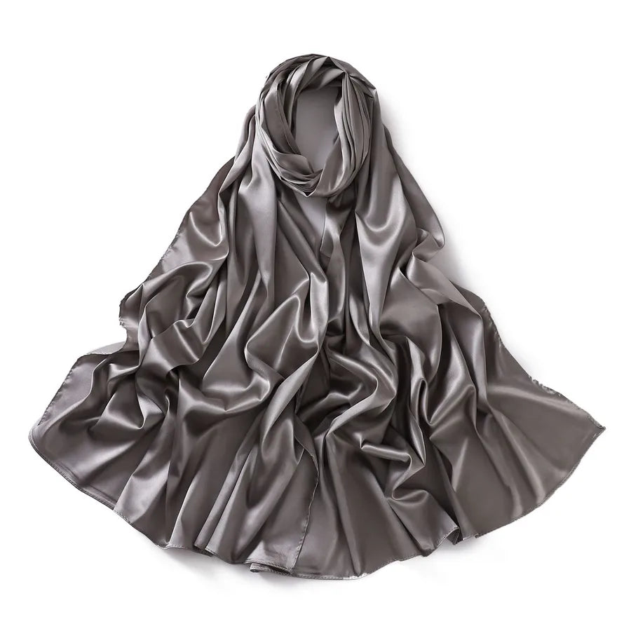 women's streetwear solid color satin winter scarves