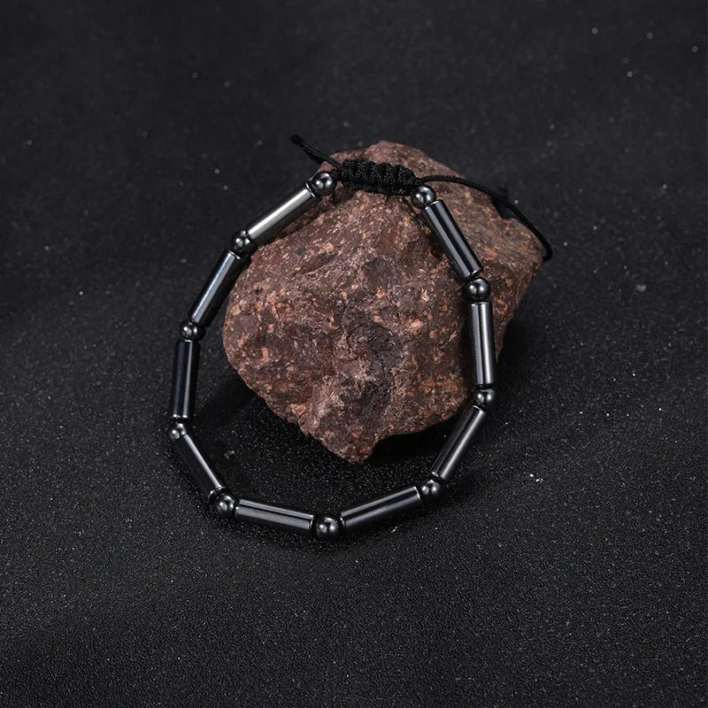 Streetwear Geometric black gallstone Unisex Drawstring Bracelets Men Beaded Bracelets